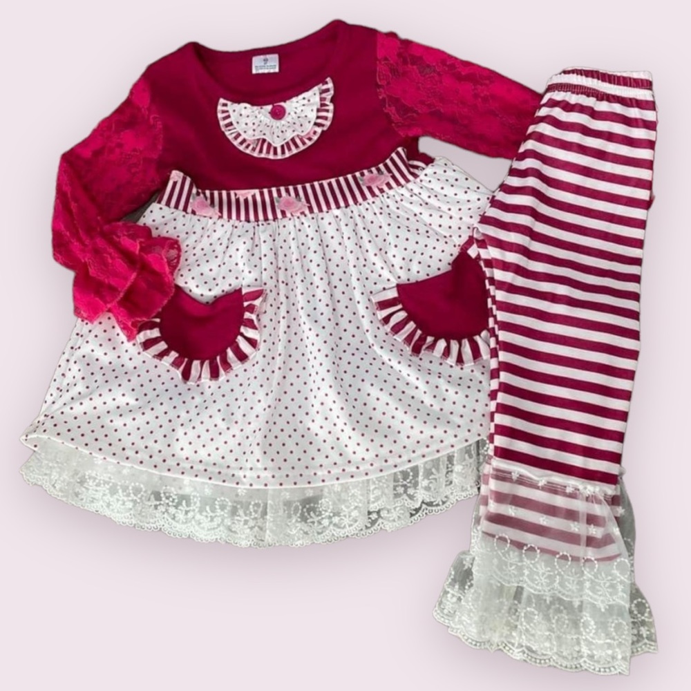 Boutique Girls Rosie Ruffle & Lace Outfit